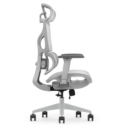 Fotel Ergonomiczny Biurowy ERGONAUT BIONIC AIR Szary – profil boczny z lewej strony, siatka i ramy.