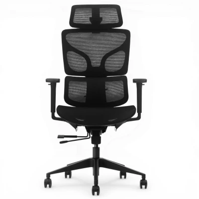 Fotel Ergonomiczny Biurowy ERGONAUT BIONIC AIR Czarny - centralny widok z przodu na całą sylwetkę.