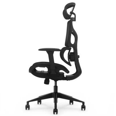 Fotel Ergonomiczny Biurowy ERGONAUT BIONIC AIR Czarny - widok z prawego profilu ukazujący wyprofilowanie stelaża.