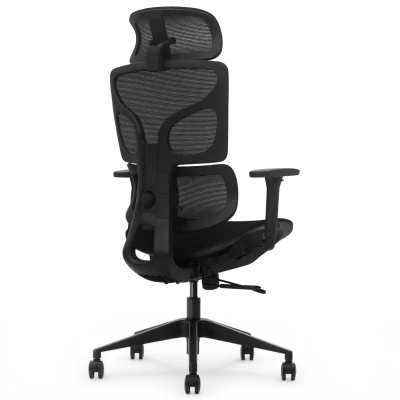 Fotel Ergonomiczny Biurowy ERGONAUT BIONIC AIR Czarny - lewy półprofil z tyłu na ramę nośną i podstawę.