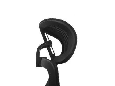 Fotel Ergonomiczny Biurowy ERGONAUT BIONIC AIR Czarny - zbliżenie z lewego profilu na przegub i mocowanie zagłówka.
