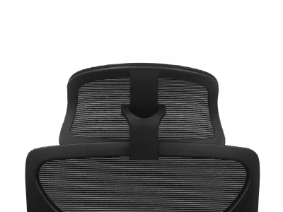 Fotel Ergonomiczny Biurowy ERGONAUT BIONIC AIR Czarny - zbliżenie od tyłu na siatkowy zagłówek i stelaż.
