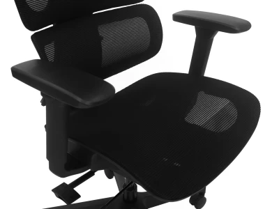Fotel Ergonomiczny Biurowy ERGONAUT BIONIC AIR Czarny - ujęcie z góry na siatkowe siedzisko i podłokietniki.
