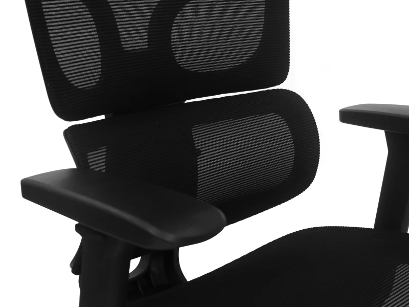 Fotel Ergonomiczny Biurowy ERGONAUT BIONIC AIR Czarny - zbliżenie na profilowaną część lędźwiową oparcia.
