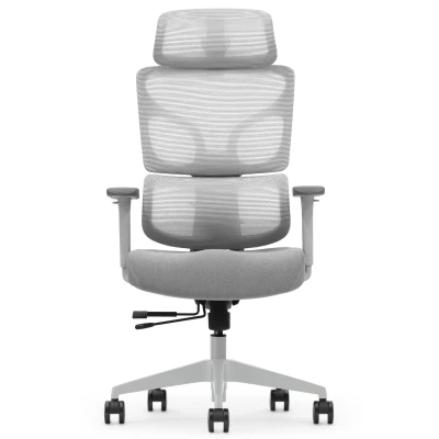 Fotel Ergonomiczny Biurowy ERGONAUT BIONIC Szary - centralny widok z przodu na całą sylwetkę.