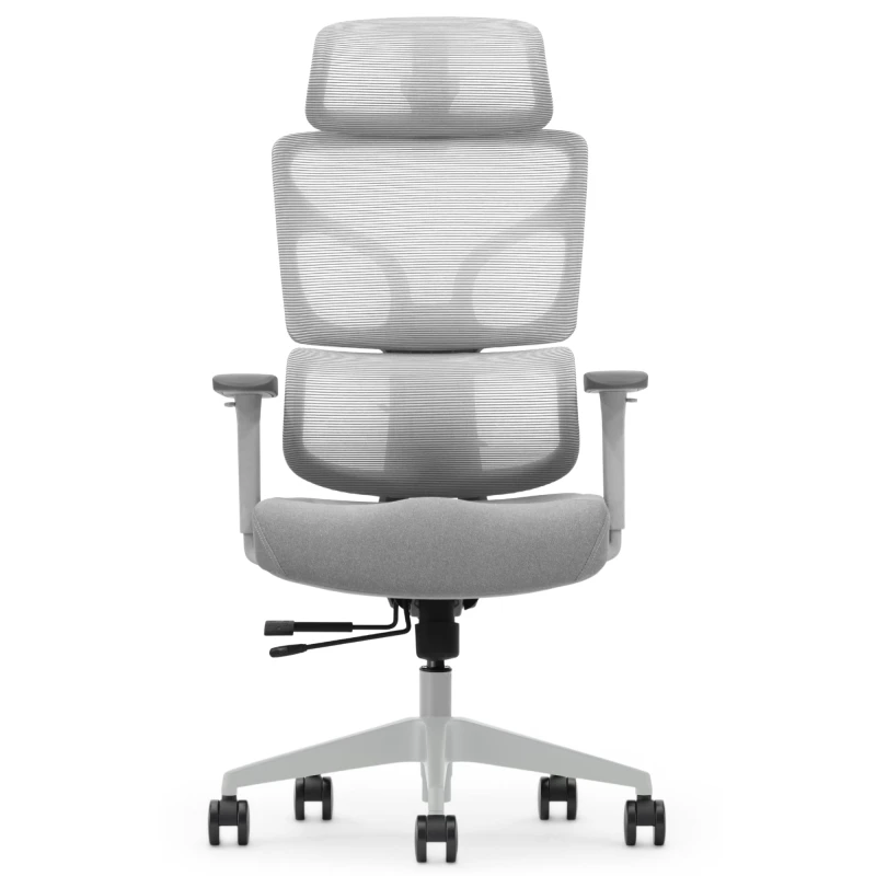 Fotel Ergonomiczny Biurowy ERGONAUT BIONIC Szary - centralny widok z przodu na całą sylwetkę.