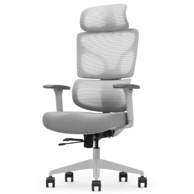 Fotel Ergonomiczny Biurowy ERGONAUT BIONIC Szary - prawy półprofil na siedzisko, oparcie i podstawę.