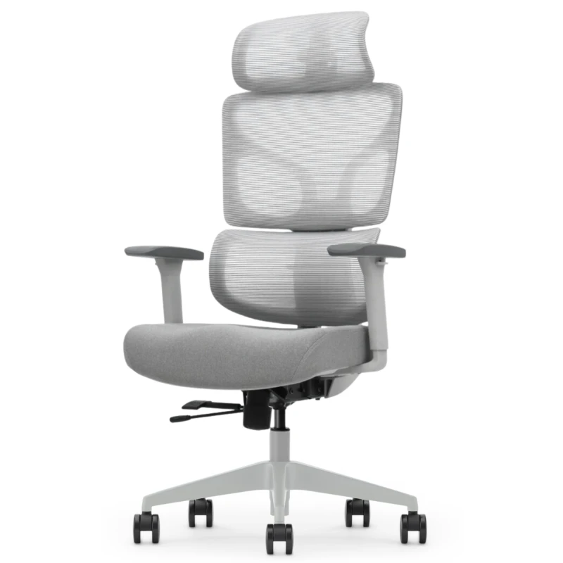 Fotel Ergonomiczny Biurowy ERGONAUT BIONIC Szary - prawy półprofil na siedzisko, oparcie i podstawę.