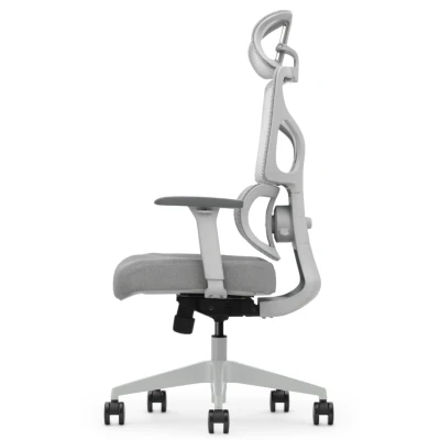 Fotel Ergonomiczny Biurowy ERGONAUT BIONIC Szary - widok z prawego profilu ukazujący wygięcie stelaża.