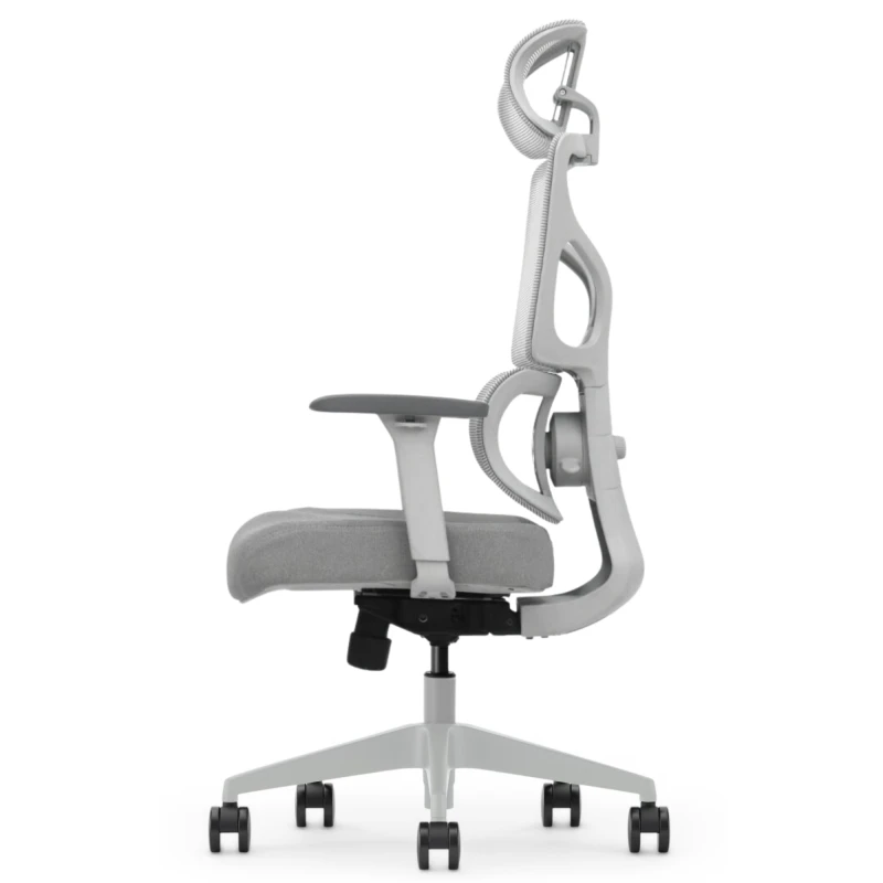Fotel Ergonomiczny Biurowy ERGONAUT BIONIC Szary - widok z prawego profilu ukazujący wygięcie stelaża.