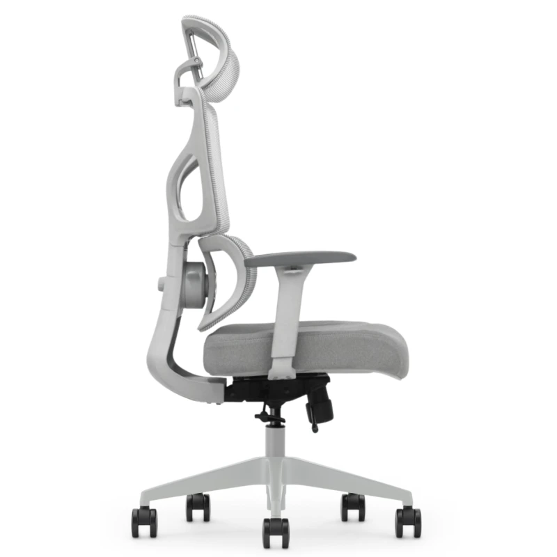 Fotel Ergonomiczny Biurowy ERGONAUT BIONIC Szary - widok z lewego profilu na linię boczną i podstawę.