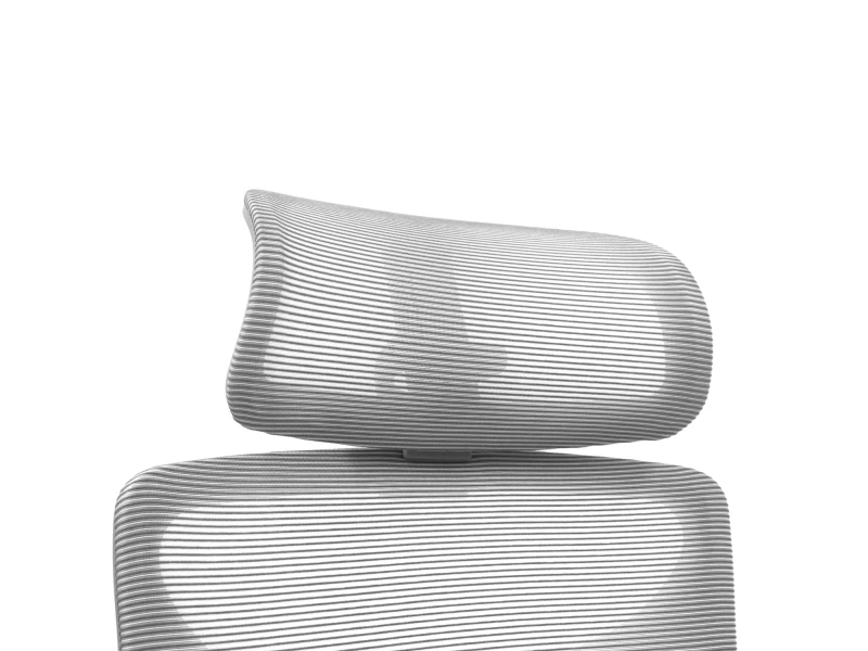 Fotel Ergonomiczny Biurowy ERGONAUT BIONIC Szary - zbliżenie od przodu na zagłówek z jasną siatką.