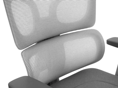 Fotel Ergonomiczny Biurowy ERGONAUT BIONIC Szary - lewy półprofil na siatkowe panele wsparcia lędźwiowego.