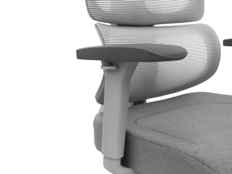 Fotel Ergonomiczny Biurowy ERGONAUT BIONIC Szary - zbliżenie z lewej strony na mocowanie podłokietnika.