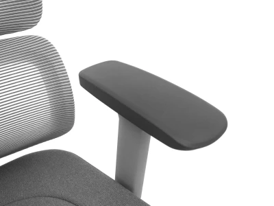 Fotel Ergonomiczny Biurowy ERGONAUT BIONIC Szary - ujęcie z góry na ciemnoszarą nakładkę podłokietnika.