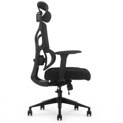 Fotel Ergonomiczny Biurowy ERGONAUT BIONIC Czarny - widok z prawego profilu ukazujący wygięcie stelaża.