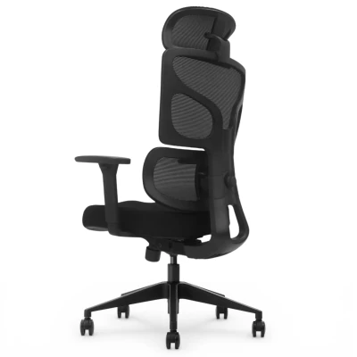 Fotel Ergonomiczny Biurowy ERGONAUT BIONIC Czarny - lewy półprofil z tyłu ukazujący tylną konstrukcję.