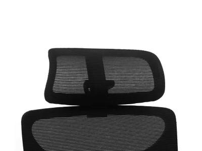 Fotel Ergonomiczny Biurowy ERGONAUT BIONIC Czarny - zbliżenie od przodu na siatkowy, prostokątny zagłówek.