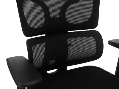 Fotel Ergonomiczny Biurowy ERGONAUT BIONIC Czarny - lewy półprofil na siatkowe panele oparcia.