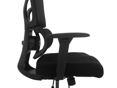 Fotel Ergonomiczny Biurowy ERGONAUT BIONIC Czarny - widok z lewego profilu na siedzisko i podłokietnik.