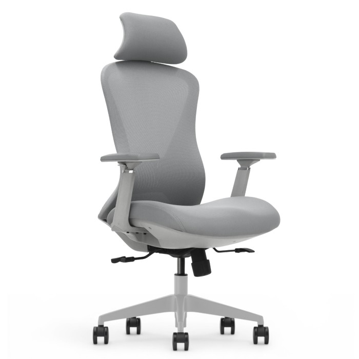 Fotel Ergonomiczny Biurowy ERGONAUT VOYAGER Szary - lewy półprofil na siedzisko, oparcie i podstawę.