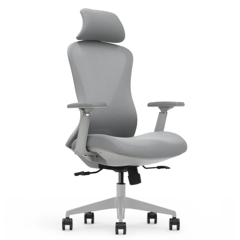 Fotel Ergonomiczny Biurowy ERGONAUT VOYAGER Szary - lewy półprofil na siedzisko, oparcie i podstawę.