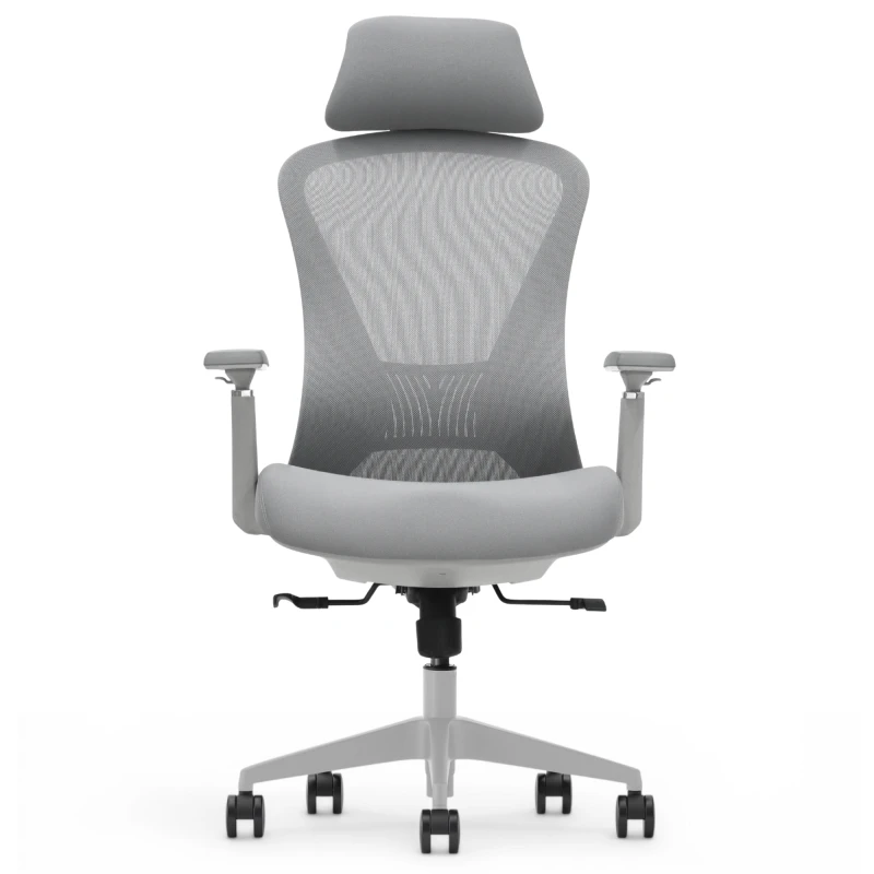 Fotel Ergonomiczny Biurowy ERGONAUT VOYAGER Szary - centralny widok z przodu na całą sylwetkę.