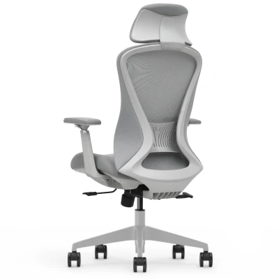 Fotel Ergonomiczny Biurowy ERGONAUT VOYAGER Szary - prawy półprofil z tyłu na stelaż fotela.