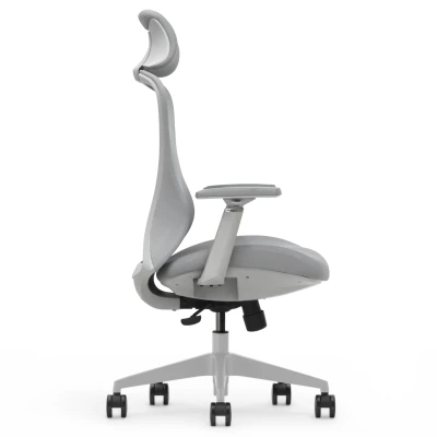 Fotel Ergonomiczny Biurowy ERGONAUT VOYAGER Szary - widok z prawego profilu na wygięcie stelaża.