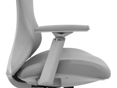 Fotel Ergonomiczny Biurowy ERGONAUT VOYAGER Szary - profil lewego podłokietnika i boku siedziska.
