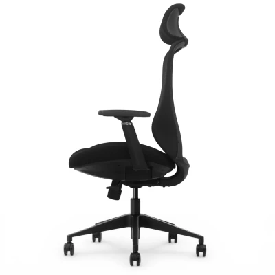 Fotel Ergonomiczny Biurowy ERGONAUT VOYAGER Czarny - widok z lewego profilu na linię boczną ramy