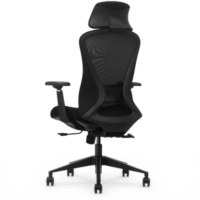 Fotel Ergonomiczny Biurowy ERGONAUT VOYAGER Czarny - prawy półprofil z tyłu na stelaż.