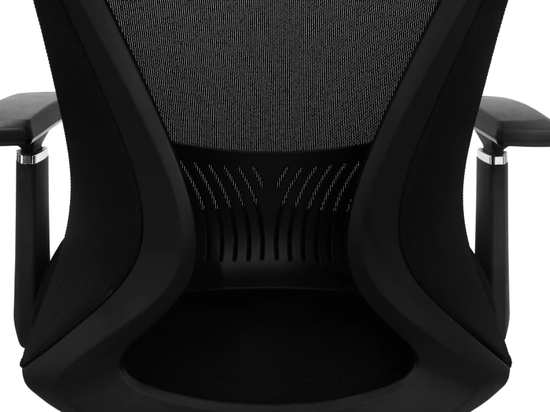 Fotel Ergonomiczny Biurowy ERGONAUT VOYAGER Czarny - zbliżenie od tyłu na panel lędźwiowy z pionowymi szczelinami.