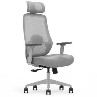 Fotel Ergonomiczny Biurowy ERGONAUT PULSE Szary - lewy półprofil na siatkowe oparcie i materiałowe siedzisko.