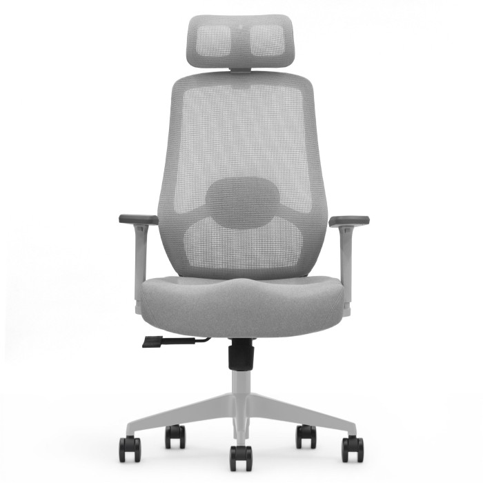 Fotel Ergonomiczny Biurowy ERGONAUT PULSE Szary - centralny widok z przodu na całą sylwetkę fotela.