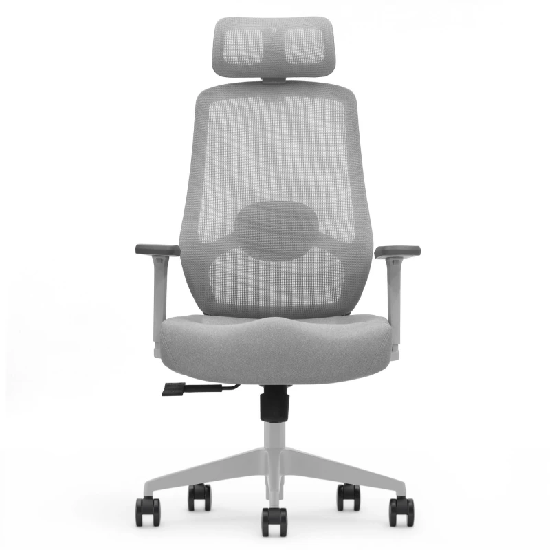 Fotel Ergonomiczny Biurowy ERGONAUT PULSE Szary - centralny widok z przodu na całą sylwetkę fotela.