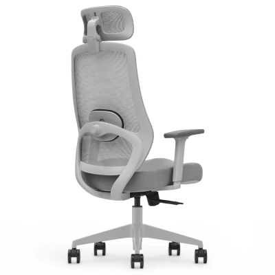 Fotel Ergonomiczny Biurowy ERGONAUT PULSE Szary - lewy półprofil z tyłu na konstrukcję oparcia i podstawę.
