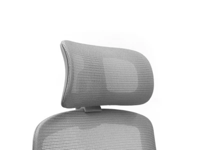 Fotel Ergonomiczny Biurowy ERGONAUT PULSE Szary - zbliżenie od przodu na siatkowy zagłówek z mocowaniem.