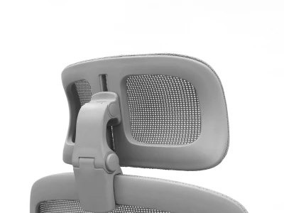 Fotel Ergonomiczny ERGONAUT PULSE Szary - zbliżenie z boku na siatkowy zagłówek i wspornik.