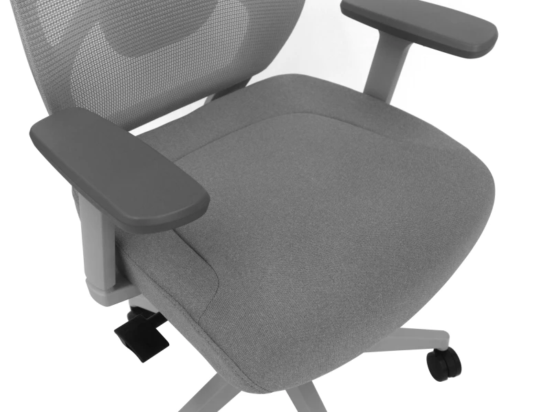 Fotel Ergonomiczny Biurowy ERGONAUT PULSE Szary - widok z góry na tapicerowane siedzisko, podłokietniki i bazę z kółkami.
