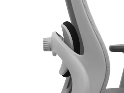 Fotel Ergonomiczny Biurowy ERGONAUT PULSE Szary - zbliżenie z boku na pokrętło regulacji podparcia lędźwiowego.