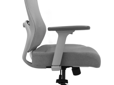 Fotel Ergonomiczny Biurowy ERGONAUT PULSE Szary - pełny widok z profilu na siatkowe oparcie i tapicerowane siedzisko.