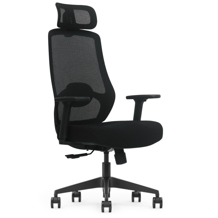 Fotel Ergonomiczny Biurowy ERGONAUT AERO Czarny - widok z lewego półprofilu na siatkowe oparcie i zagłówek