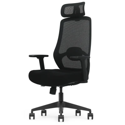 Fotel Ergonomiczny Biurowy ERGONAUT AERO Czarny - widok z prawego półprofilu, prezentacja siatkowego oparcia.