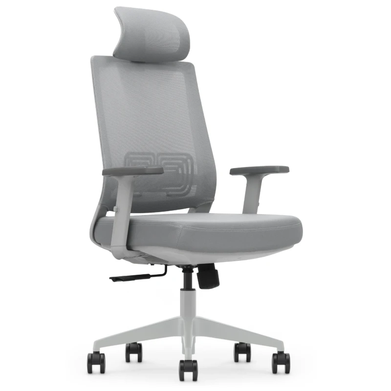 Fotel Ergonomiczny Biurowy ERGONAUT NEST Szary - widok z przodu z lewego półprofilu.