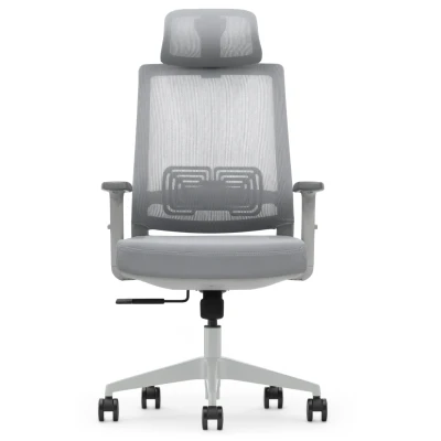 Fotel Ergonomiczny Biurowy ERGONAUT NEST Szary - centralny widok z przodu na oparcie i siedzisko.