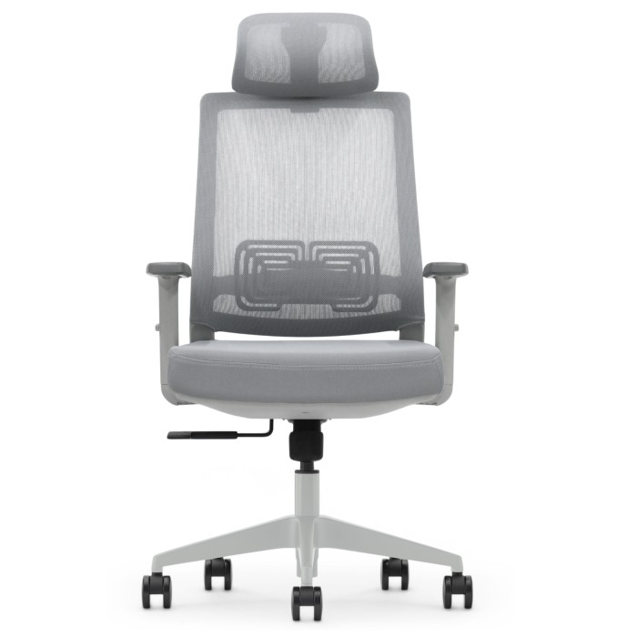 Fotel Ergonomiczny Biurowy ERGONAUT NEST Szary - centralny widok z przodu na oparcie i siedzisko.