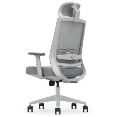 Fotel Ergonomiczny Biurowy ERGONAUT NEST Szary - widok z tyłu pod kątem na mechanizm lędźwiowy.