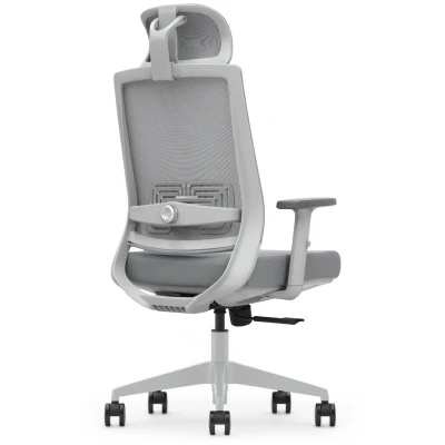 Fotel Ergonomiczny Biurowy ERGONAUT NEST Szary - widok z tyłu pod kątem na lewą stronę.