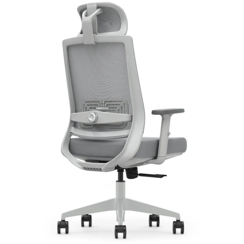 Fotel Ergonomiczny Biurowy ERGONAUT NEST Szary - widok z tyłu pod kątem na lewą stronę.